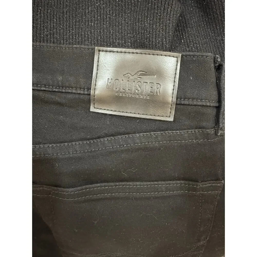Hollister Black Jeans Mens 32x30 Slim Straight Stretch Dark Wash Casual